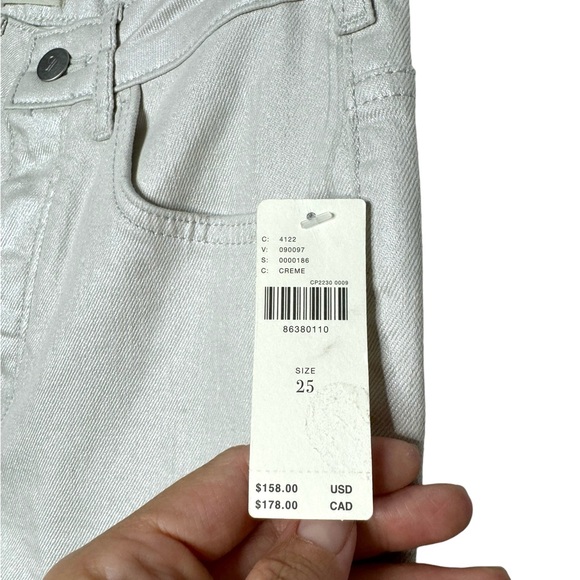 Anthropologie | NWT Pilcro The Icon Pearlescent High-Rise Flare Jeans Crème 25 - Picture 11 of 12